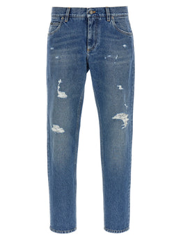 Dolce & Gabbana Blaue Jeans aus Baumwolle im geraden Schnitt