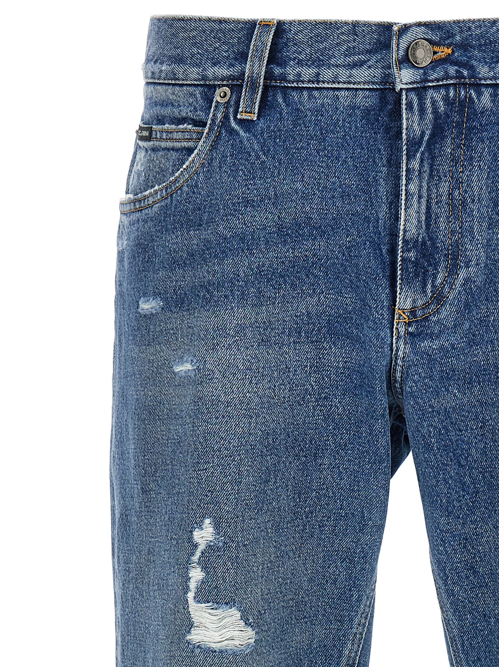 Dolce & Gabbana Blaue Jeans aus Baumwolle im geraden Schnitt