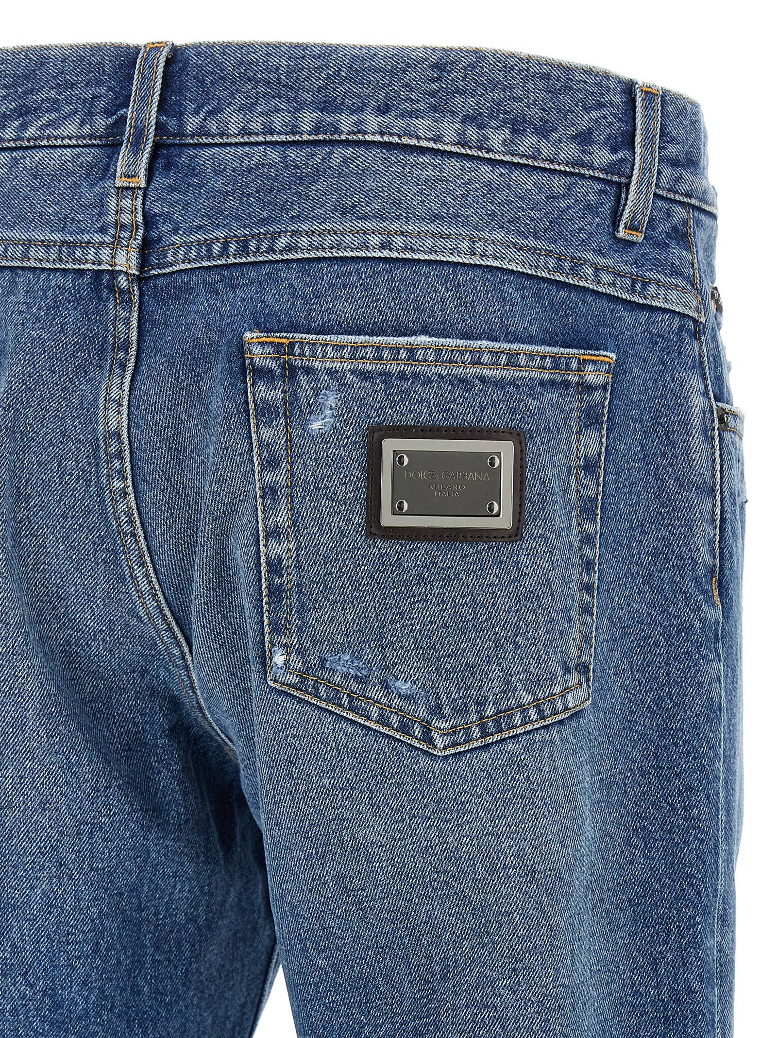 Dolce & Gabbana Blaue Jeans aus Baumwolle im geraden Schnitt
