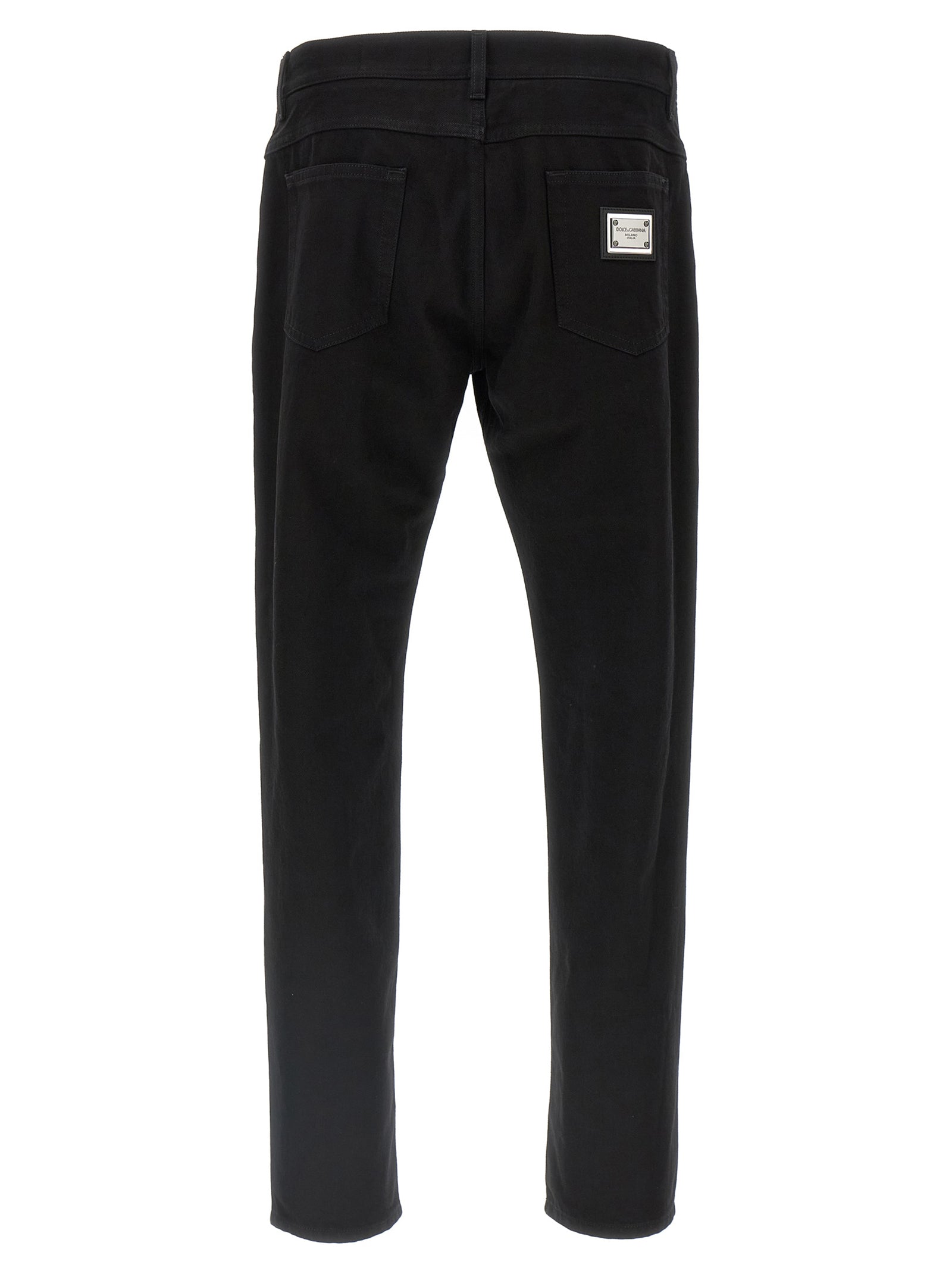 Dolce & Gabbana Schwarze Baumwoll-Jeans mit geradem Bein