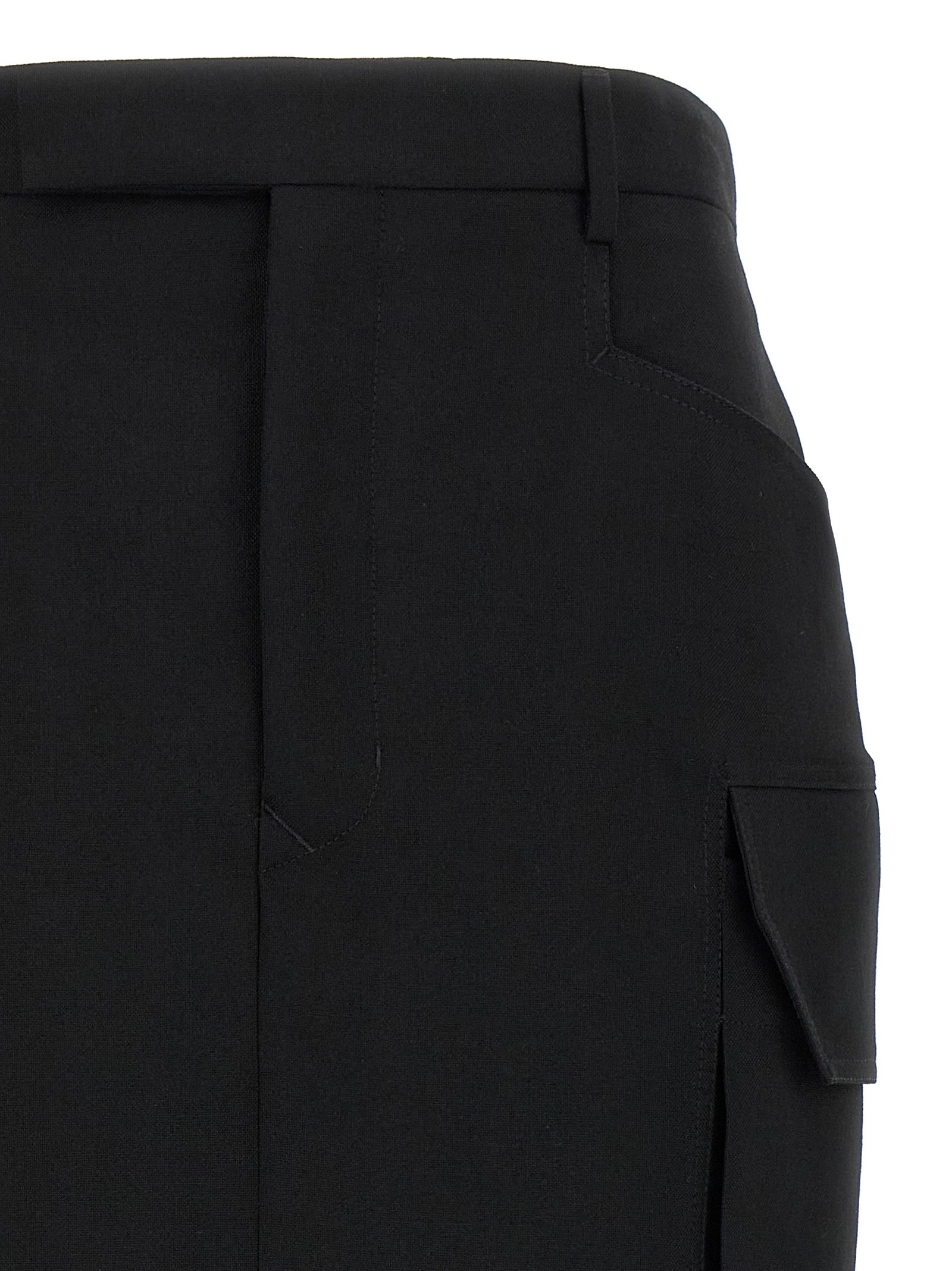 Rick Owens Schwarzer Wollrock in Midi-Länge