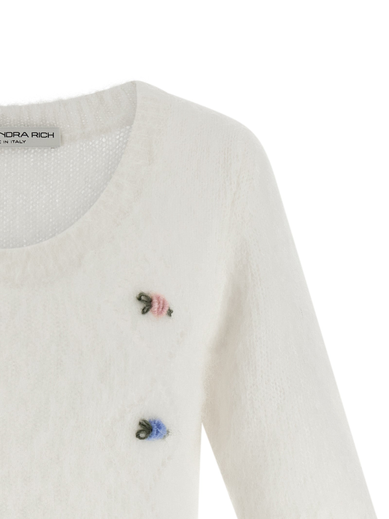 Alessandra Rich Weiße Wollstrickjacke