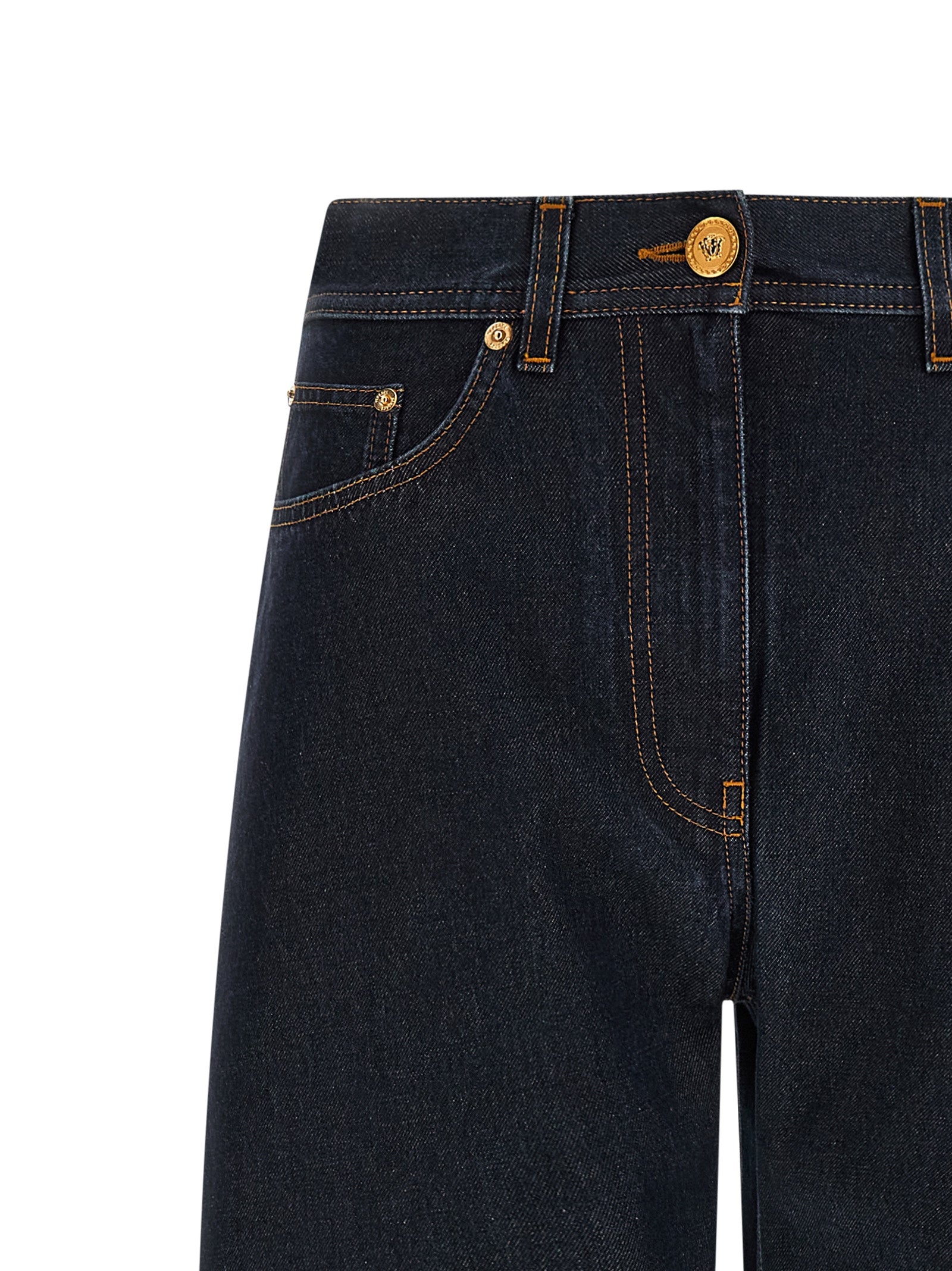 Versace Blaue High-Waist Jeans aus Baumwolle