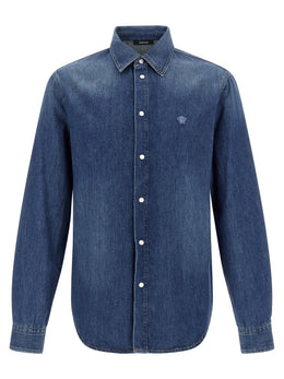 Versace Blaue Baumwollbluse