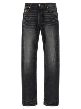 Versace Schwarze Baumwoll-Jeans mit geradem Bein