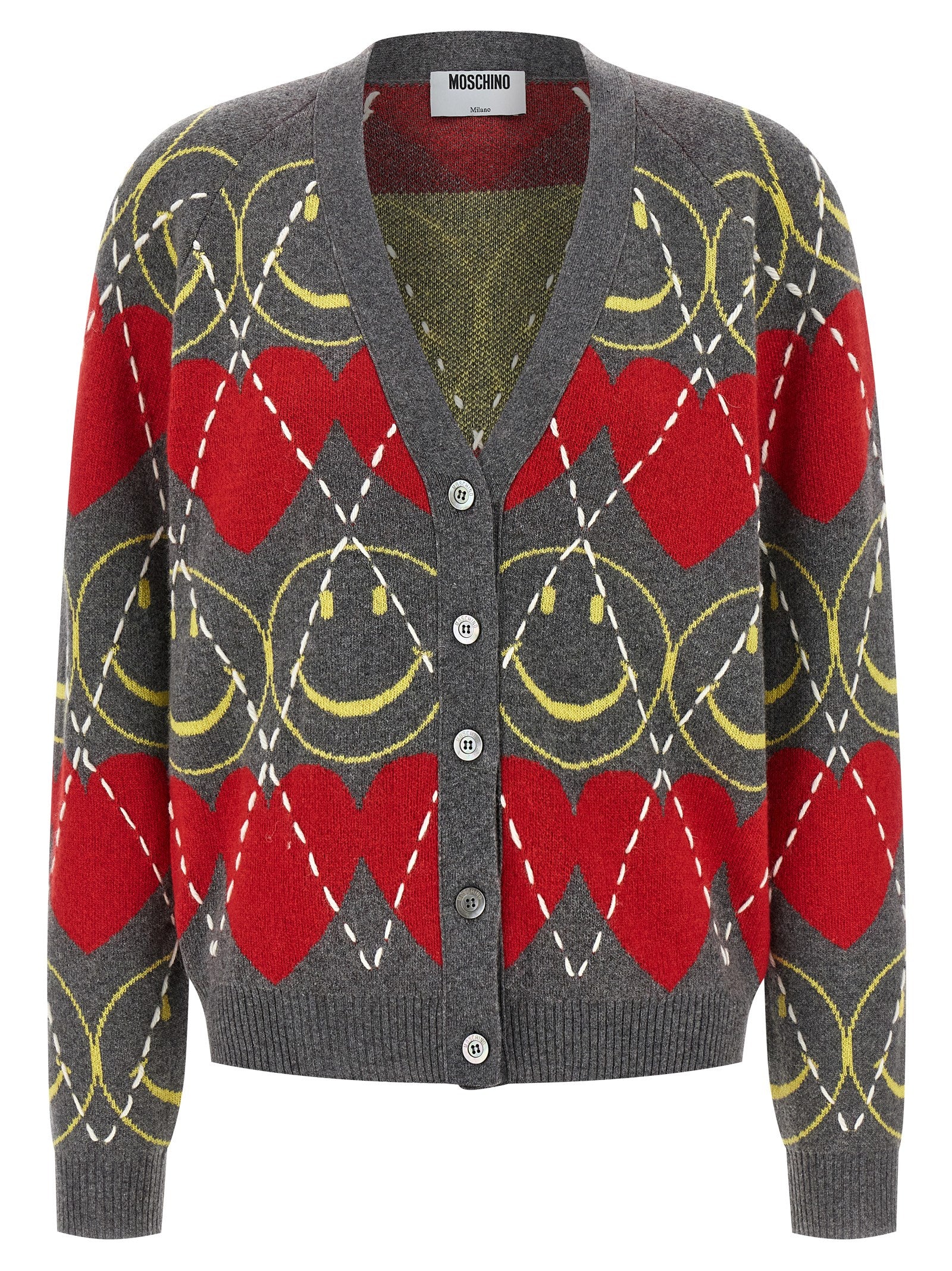 Moschino Mehrfarbige Wollstrickjacke