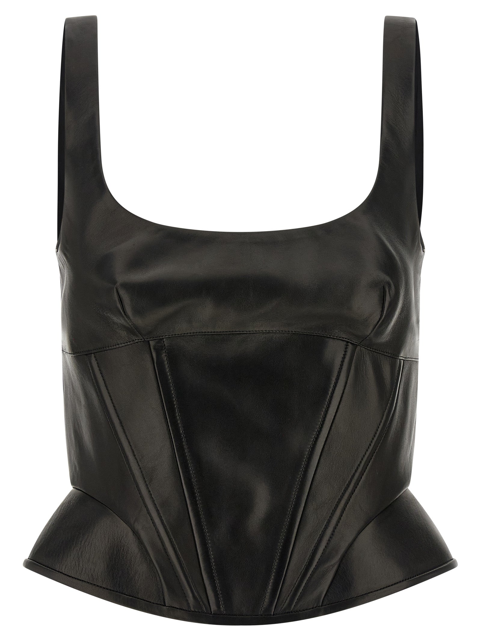 Ermanno Scervino Schwarzes Tanktop aus Lammleder