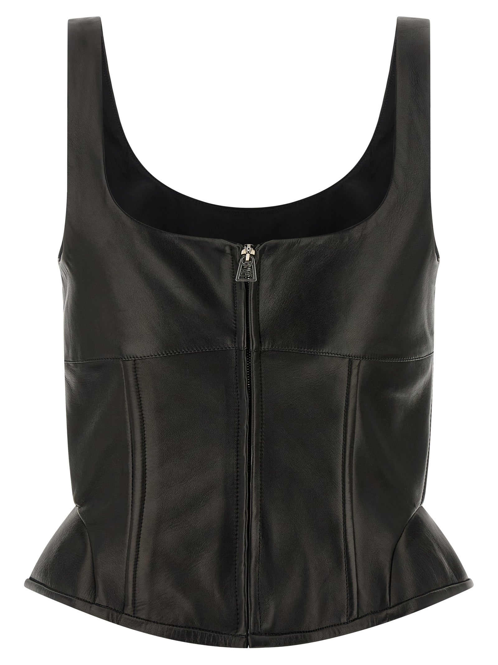 Ermanno Scervino Schwarzes Tanktop aus Lammleder
