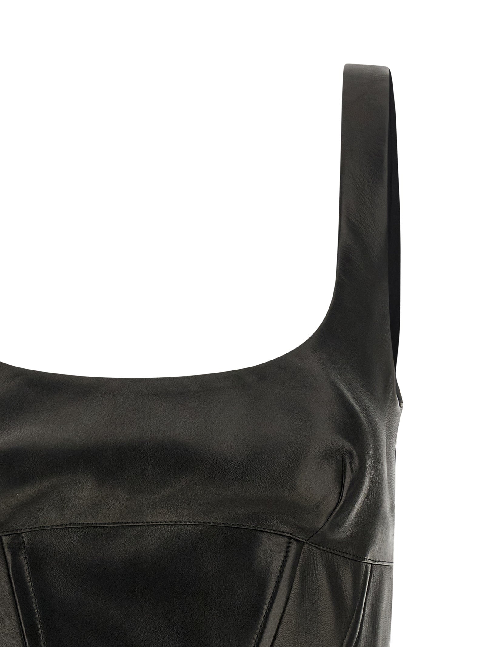 Ermanno Scervino Schwarzes Tanktop aus Lammleder