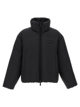 Dsquared² Schwarze Polyester-Jacke in voller Länge