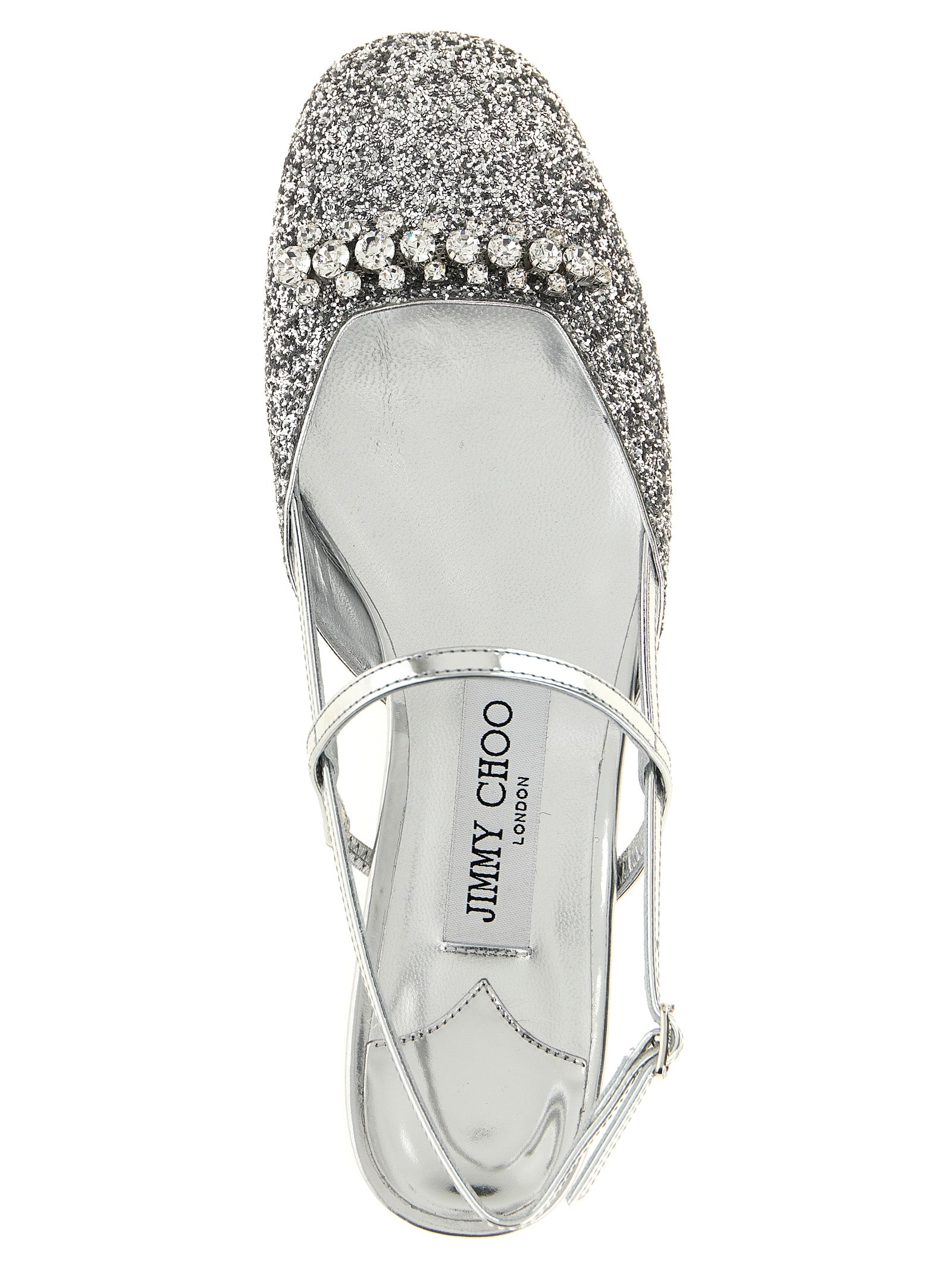 Jimmy Choo Silberne Tencel Ballerinas