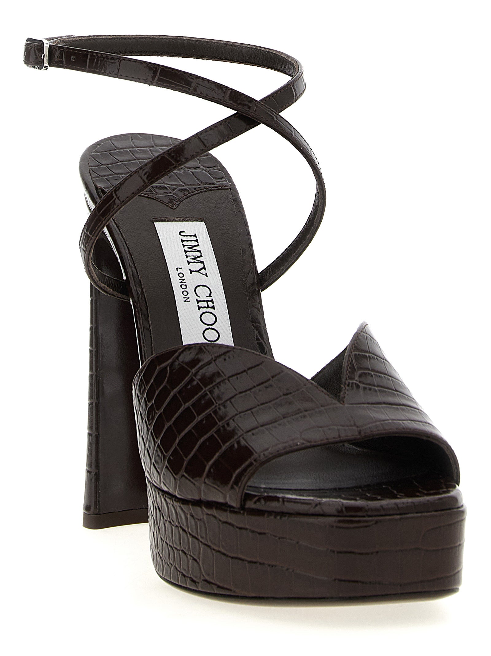 Jimmy Choo Braune Ledersandalen mit Stilettoabsatz