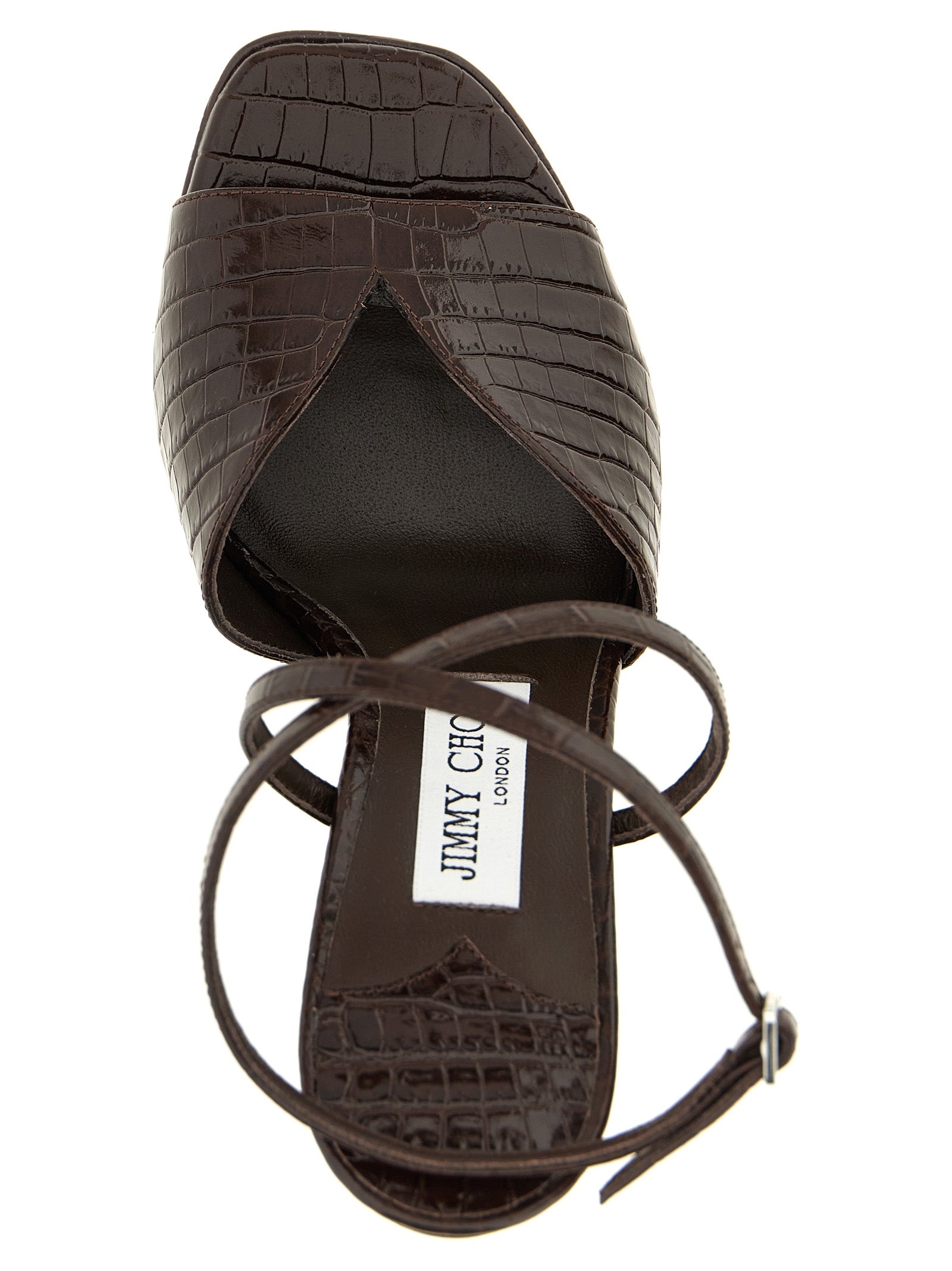 Jimmy Choo Braune Ledersandalen mit Stilettoabsatz