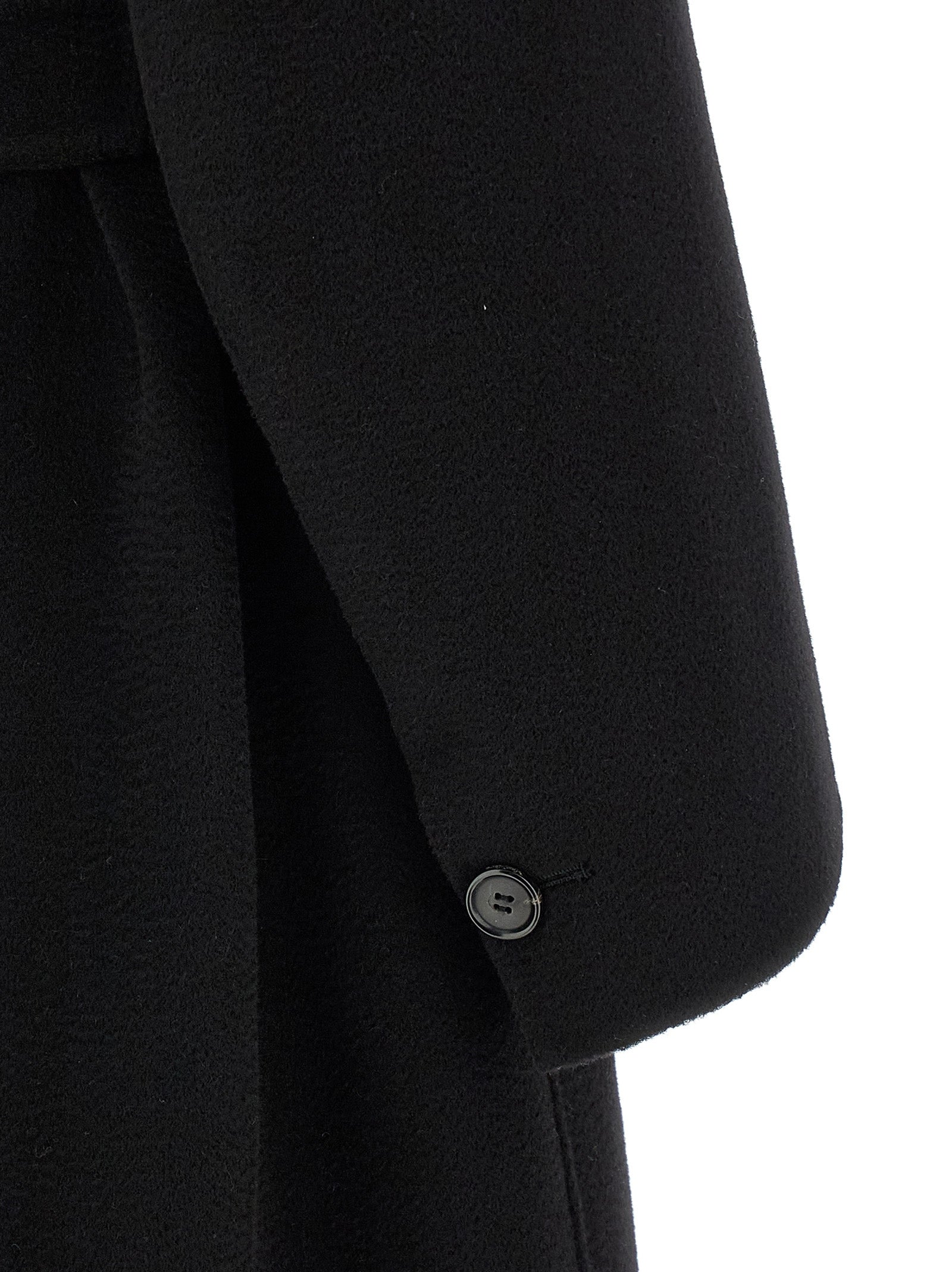 'S Max Mara Schwarzer Wollmantel aus reiner Schurwolle