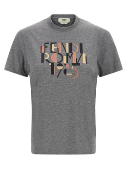 Fendi Graues Baumwoll-T-Shirt