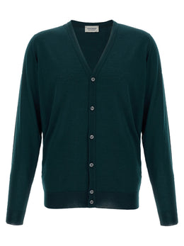 JOHN SMEDLEY Zweifarbige Merinowoll-Strickjacke