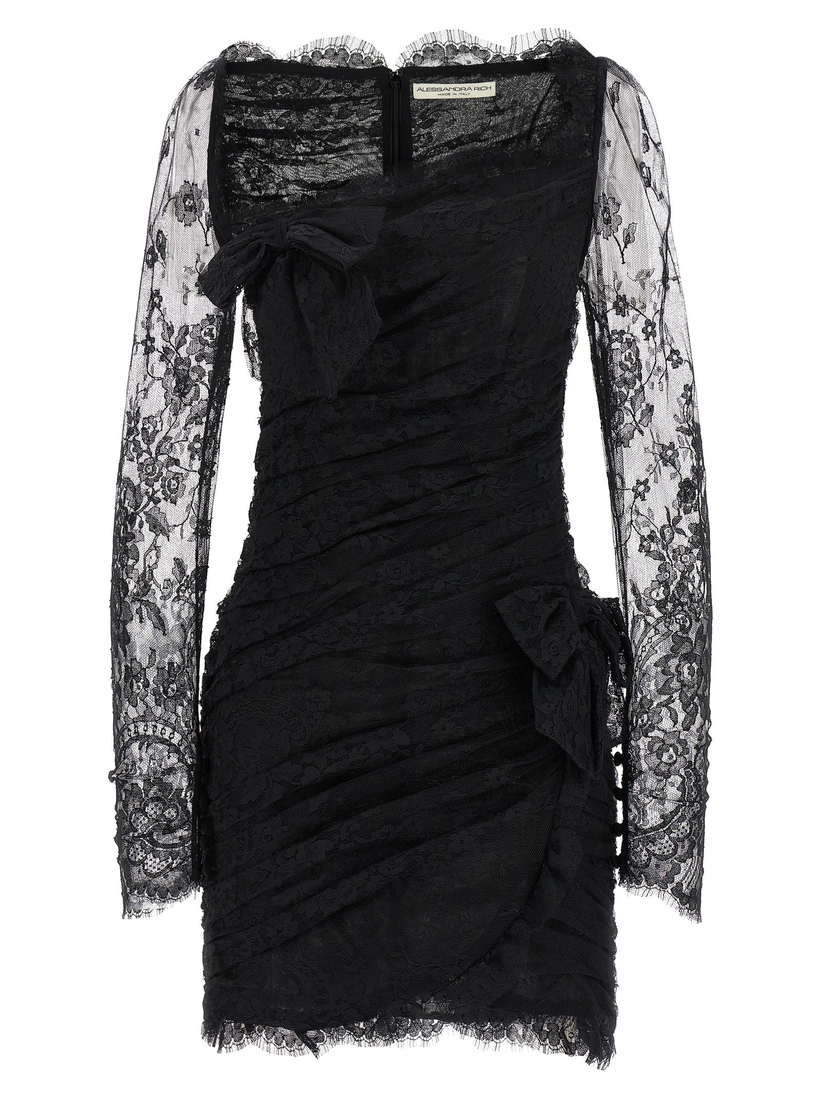 Alessandra Rich Schwarzes kurzes Kleid aus Bio-Baumwolle