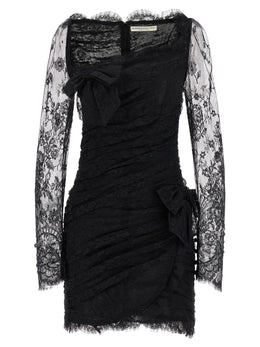 Alessandra Rich Schwarzes kurzes Kleid aus Bio-Baumwolle