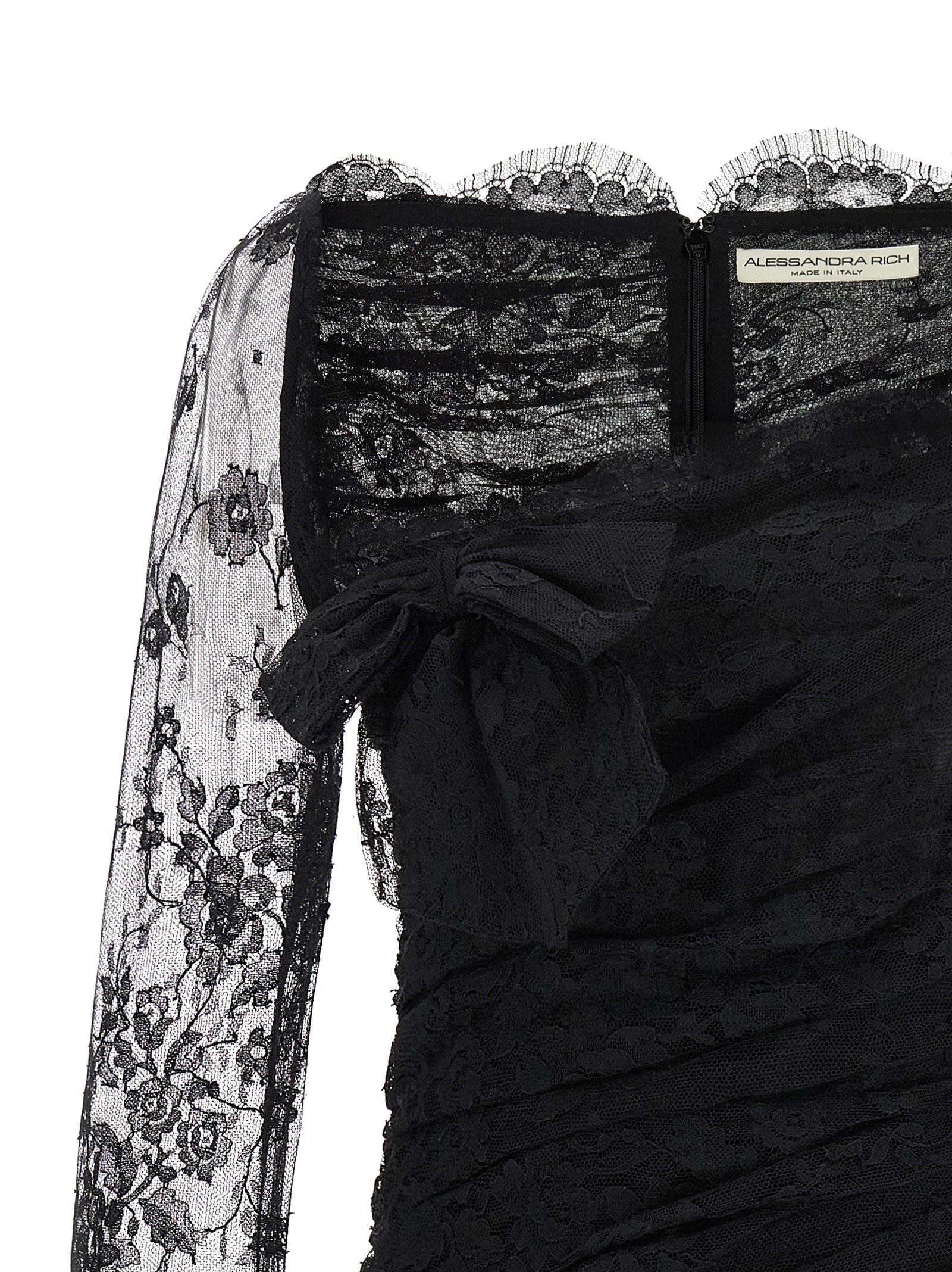 Alessandra Rich Schwarzes kurzes Kleid aus Bio-Baumwolle