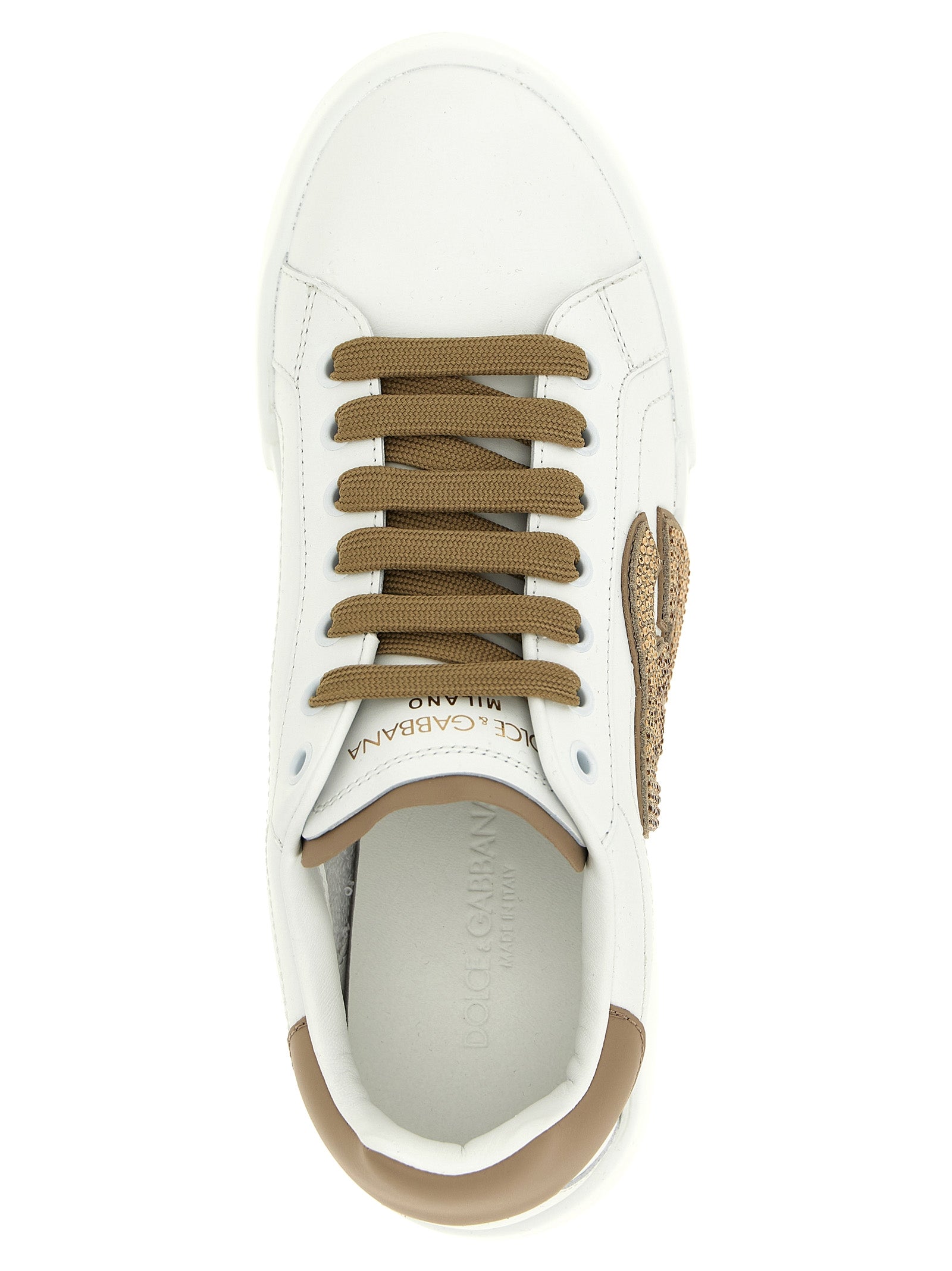 Dolce & Gabbana Beige Kalbsleder-Sneakers