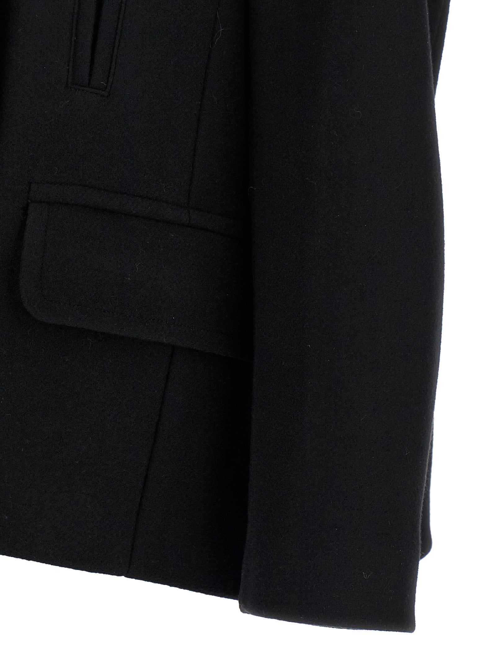 Dries Van Noten Schwarzer Wollmantel