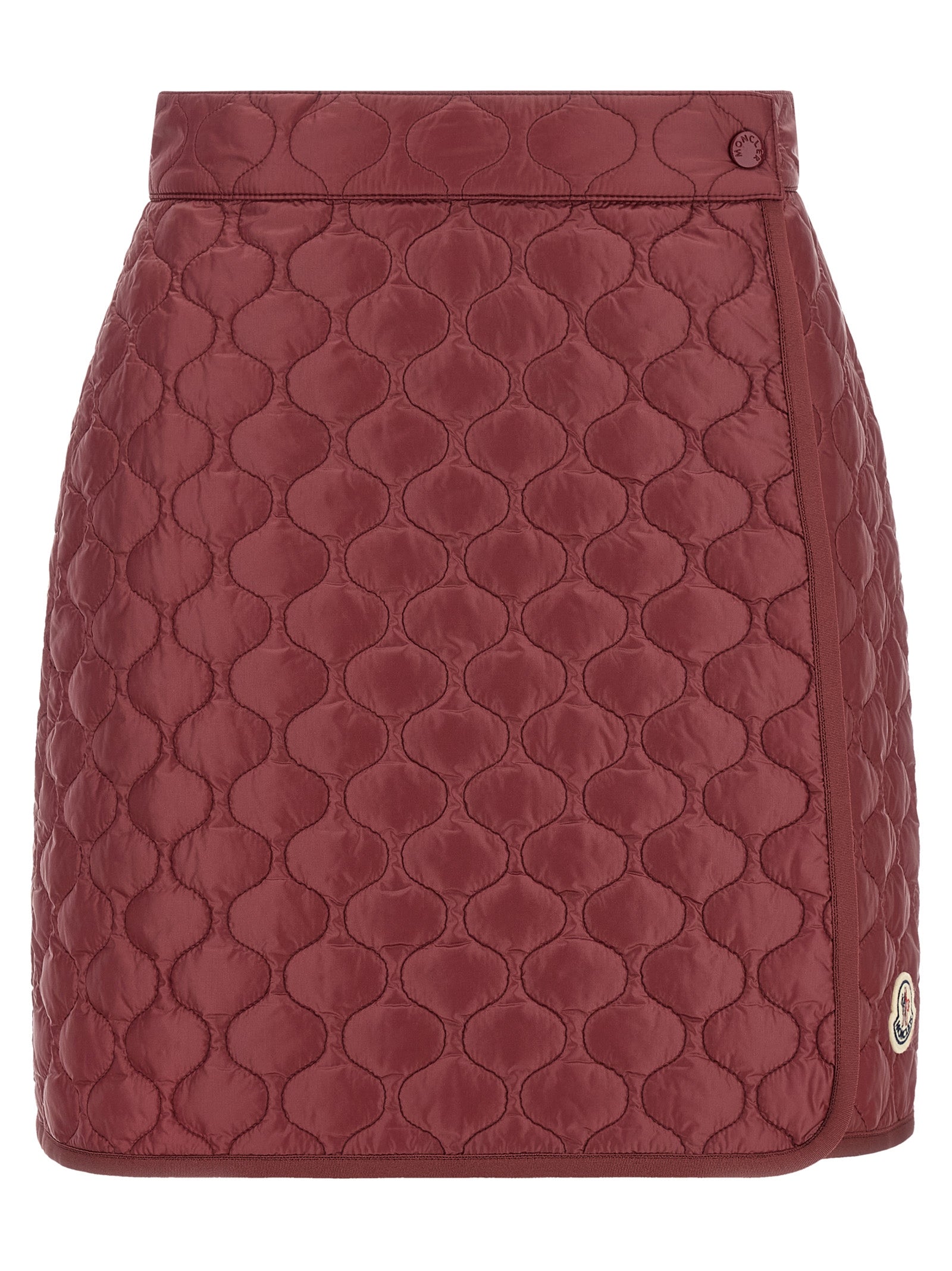 Moncler Langer Rock aus Bordeauxfarbenem Polyamid