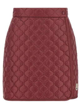 Moncler Langer Rock aus Bordeauxfarbenem Polyamid