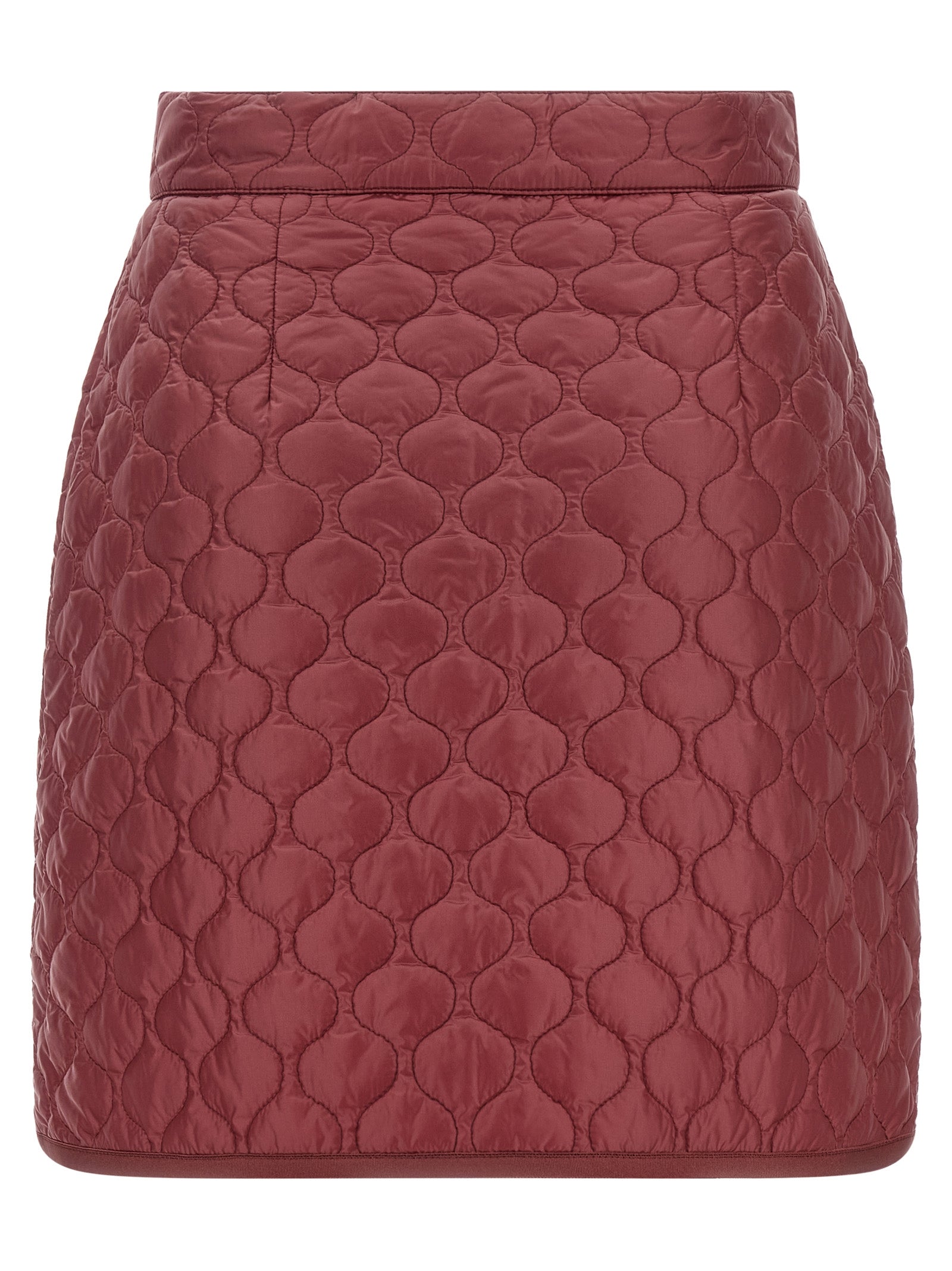 Moncler Langer Rock aus Bordeauxfarbenem Polyamid