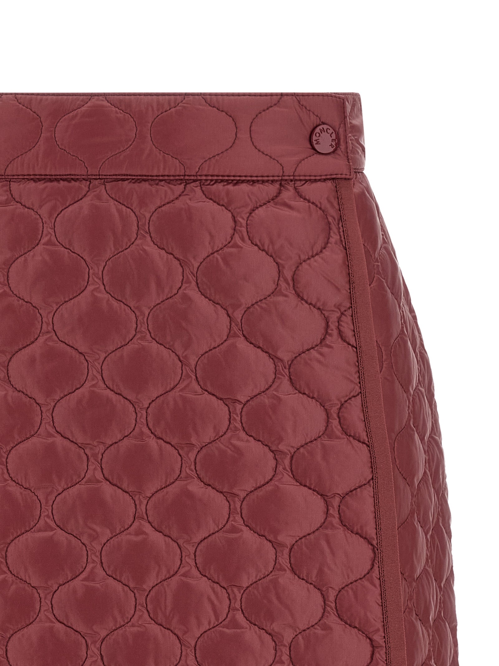 Moncler Langer Rock aus Bordeauxfarbenem Polyamid
