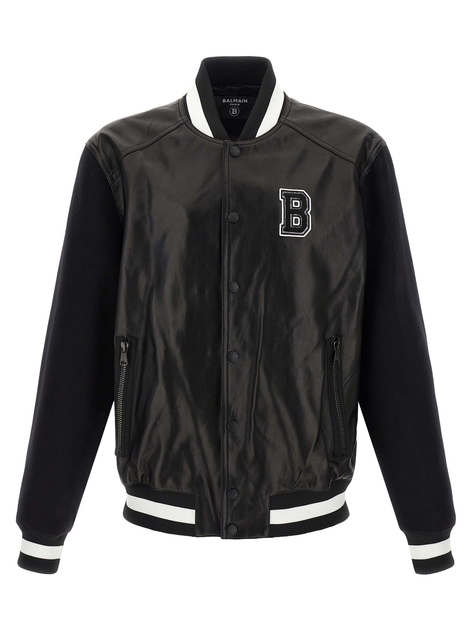Balmain Zweifarbige Lammlederjacke
