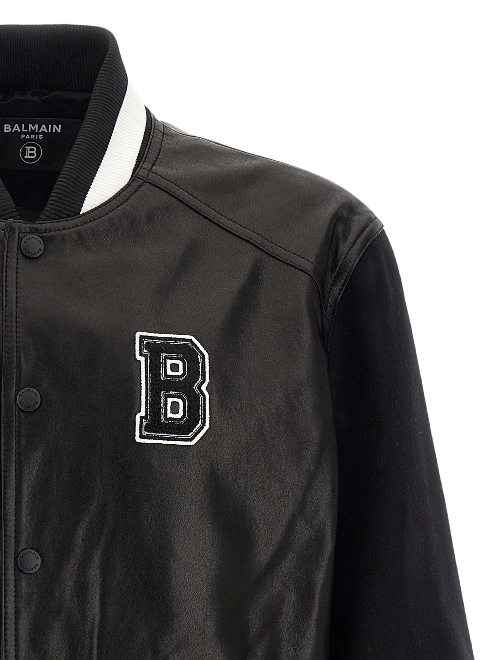 Balmain Zweifarbige Lammlederjacke