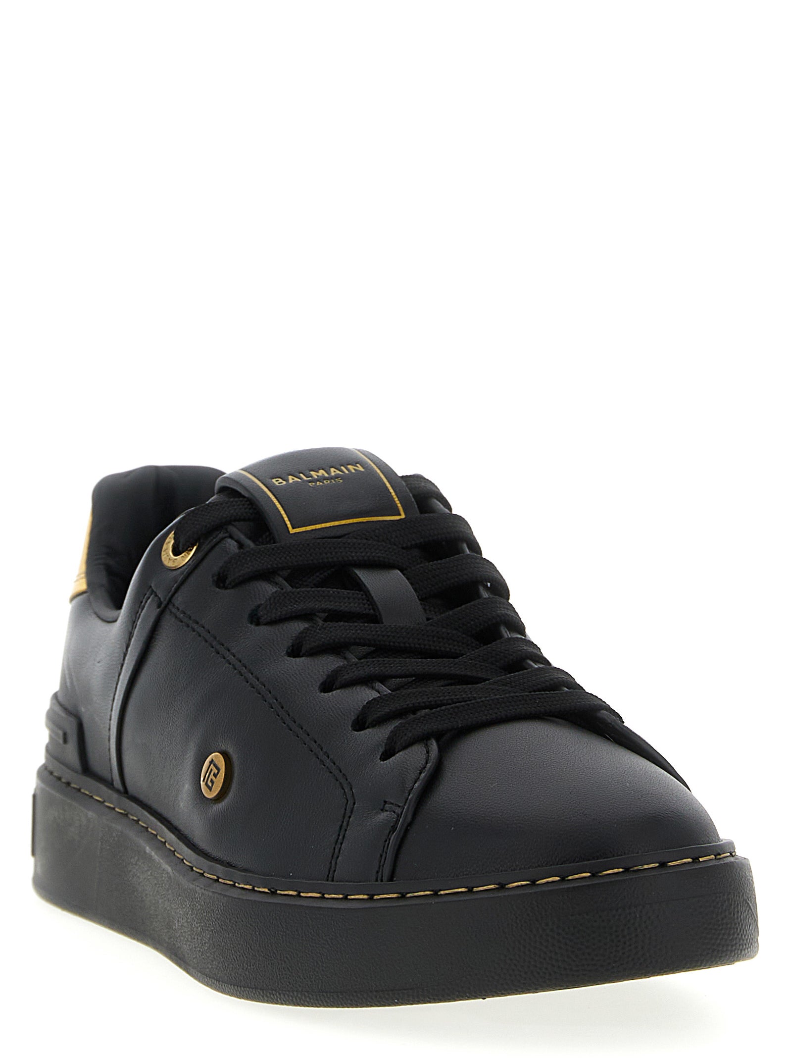 Balmain Schwarze Sneaker aus Lammleder, Low-Top