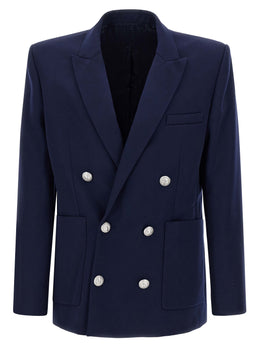 Balmain Blaues Sakko aus reiner Schurwolle