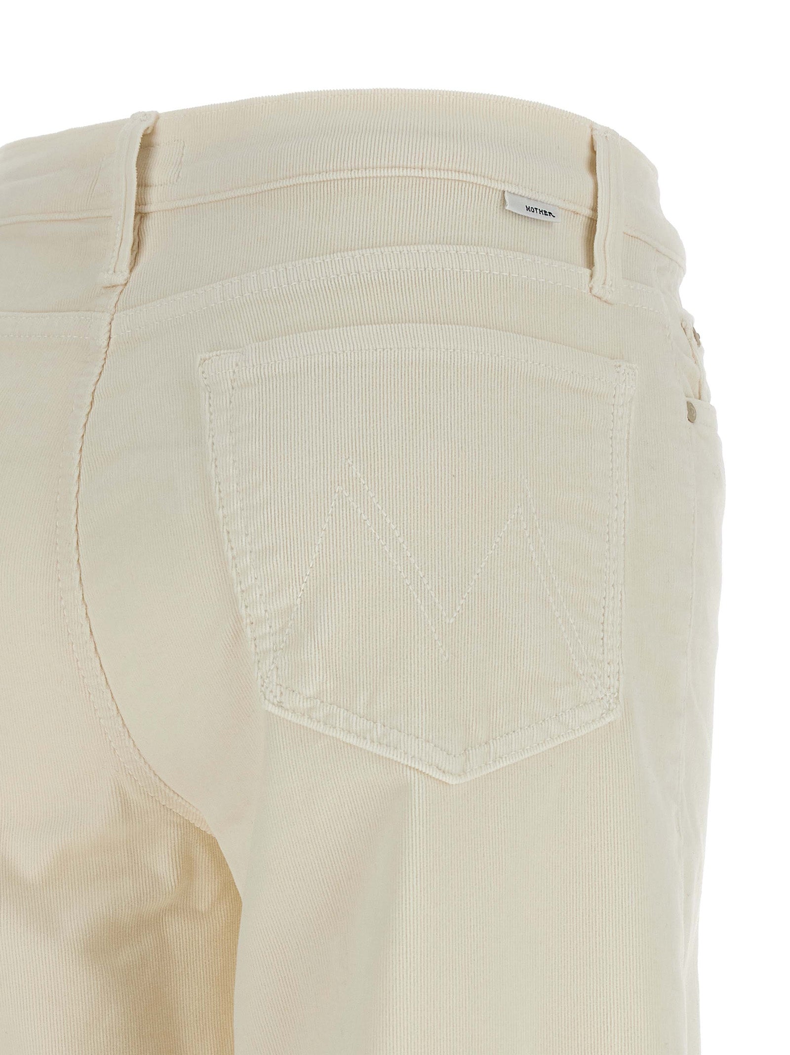 Mother Denim Weiße Baumwoll-Hosen mit weitem Bein
