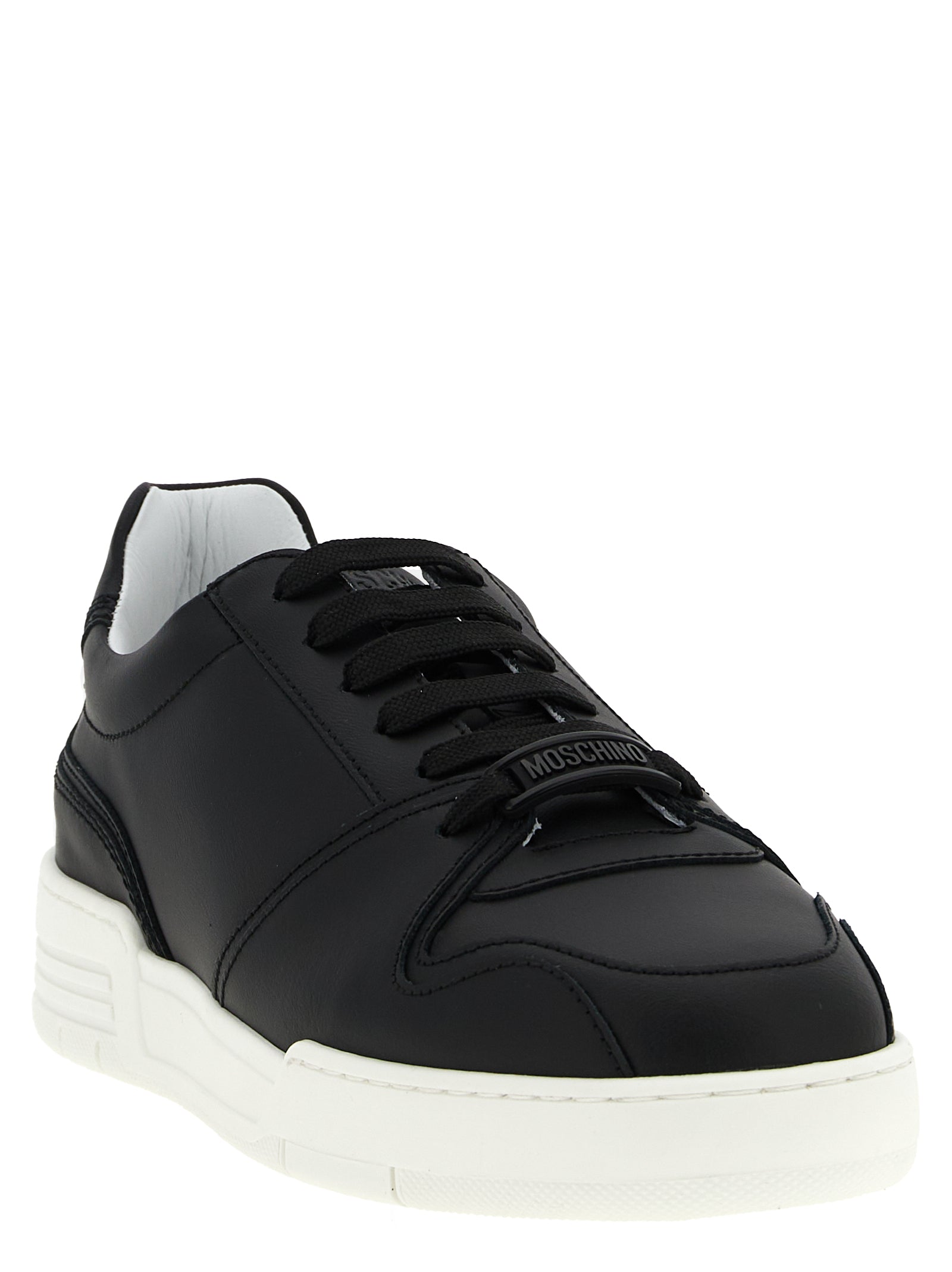 Moschino Schwarze Leder Low-Top-Sneaker