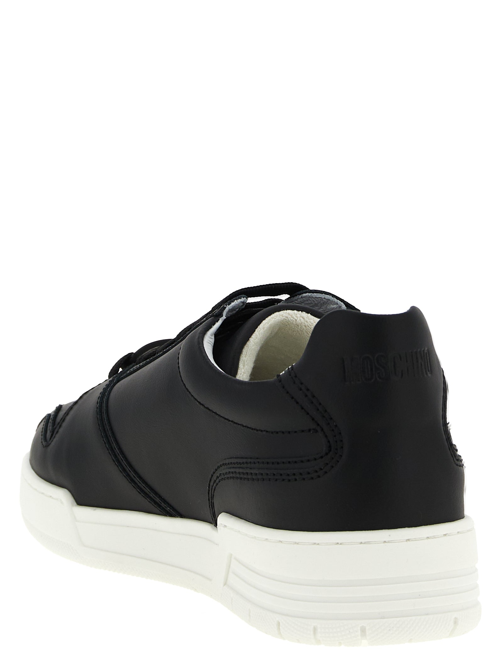 Moschino Schwarze Leder Low-Top-Sneaker