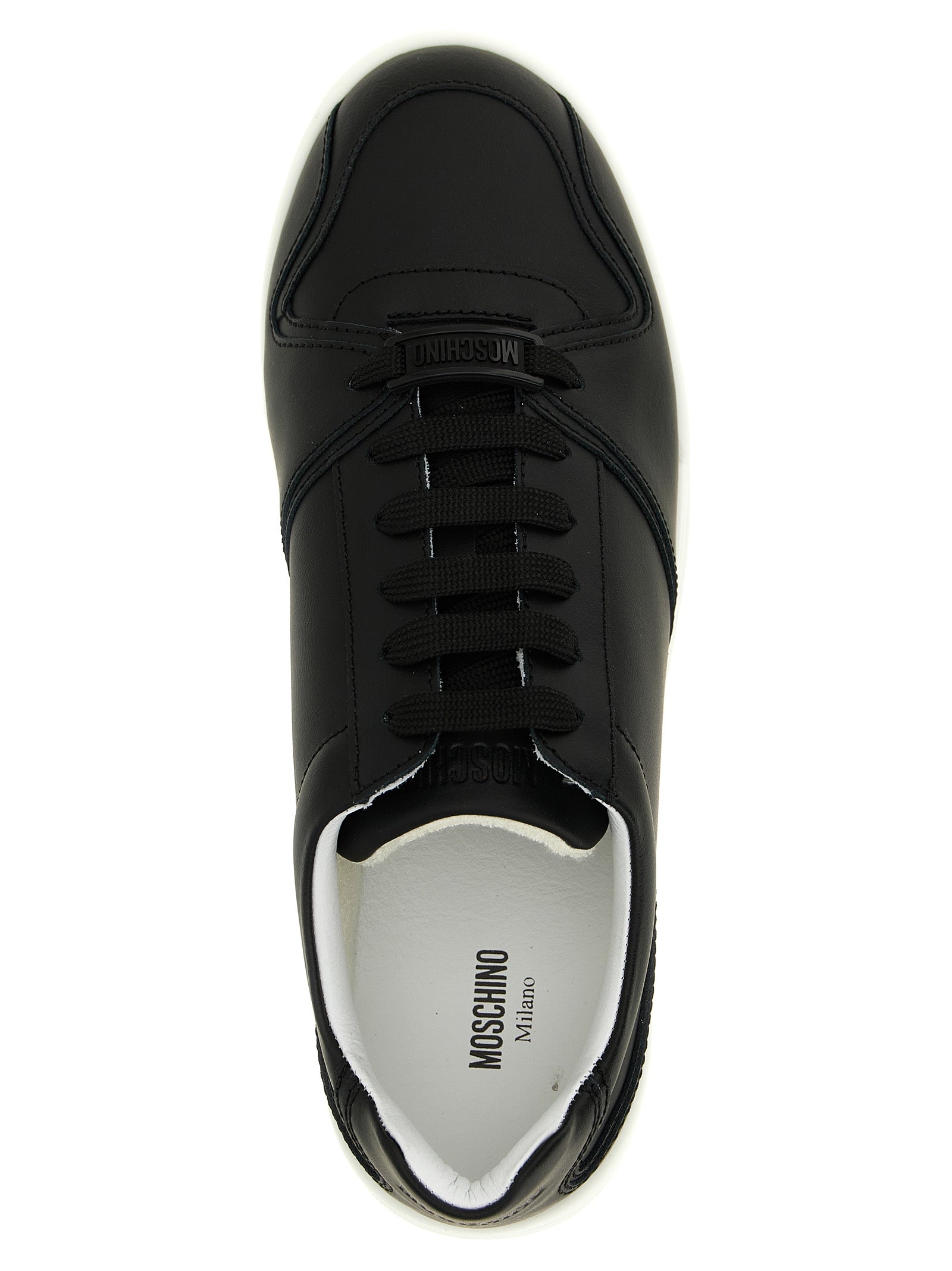 Moschino Schwarze Leder Low-Top-Sneaker