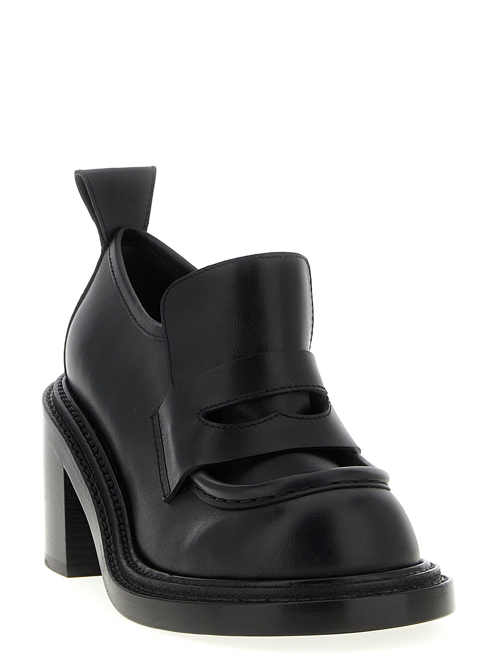 Moschino Schwarze Leder Plateaulofers