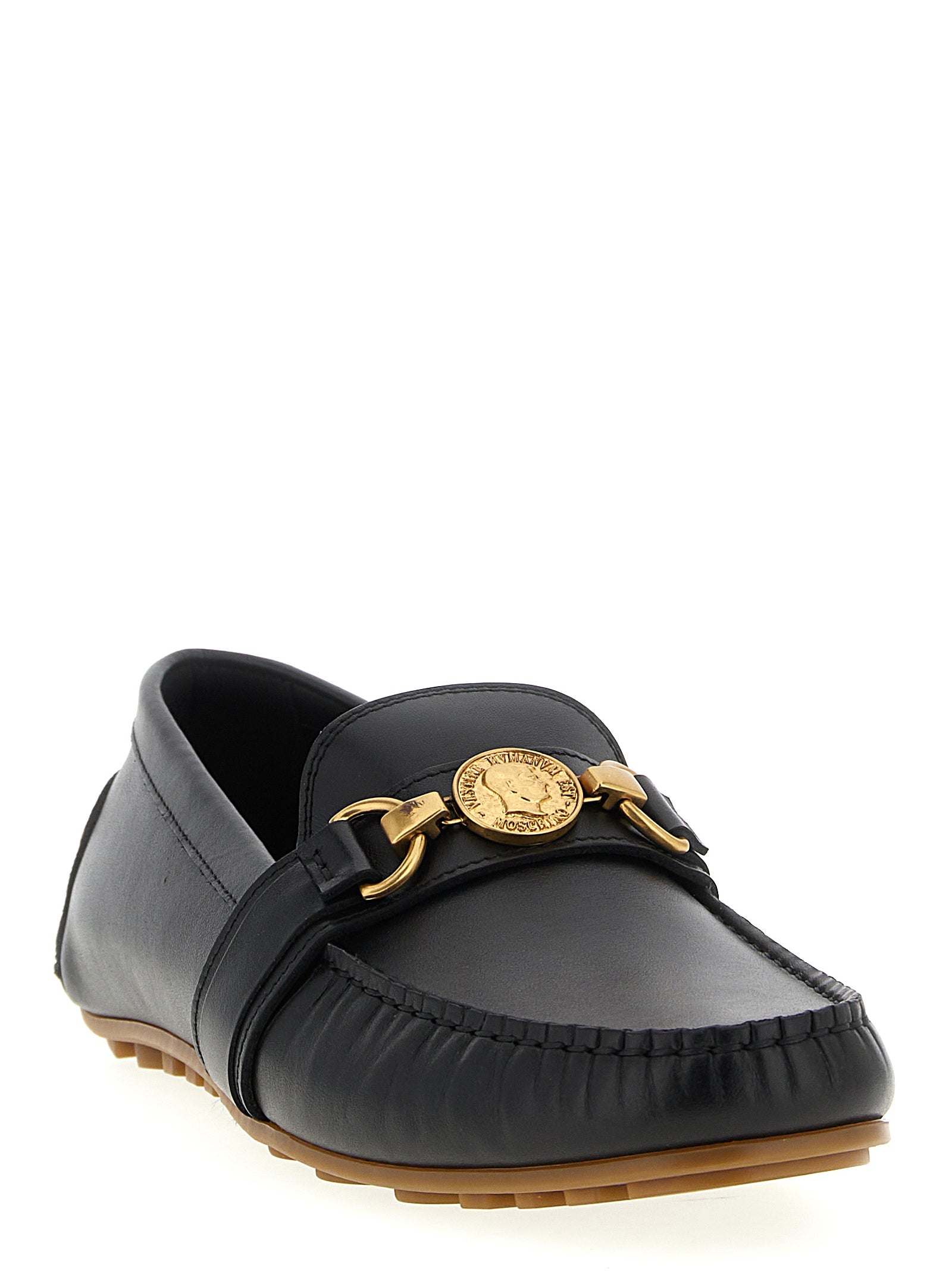 Moschino Schwarze Leder Loafer zum Hineinschlüpfen