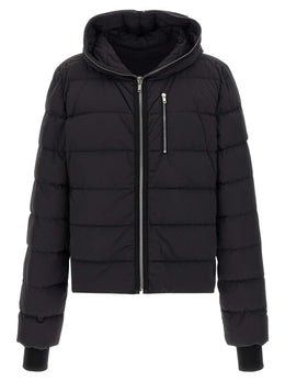 Rick Owens Schwarze Nylon-Jacke in voller Länge