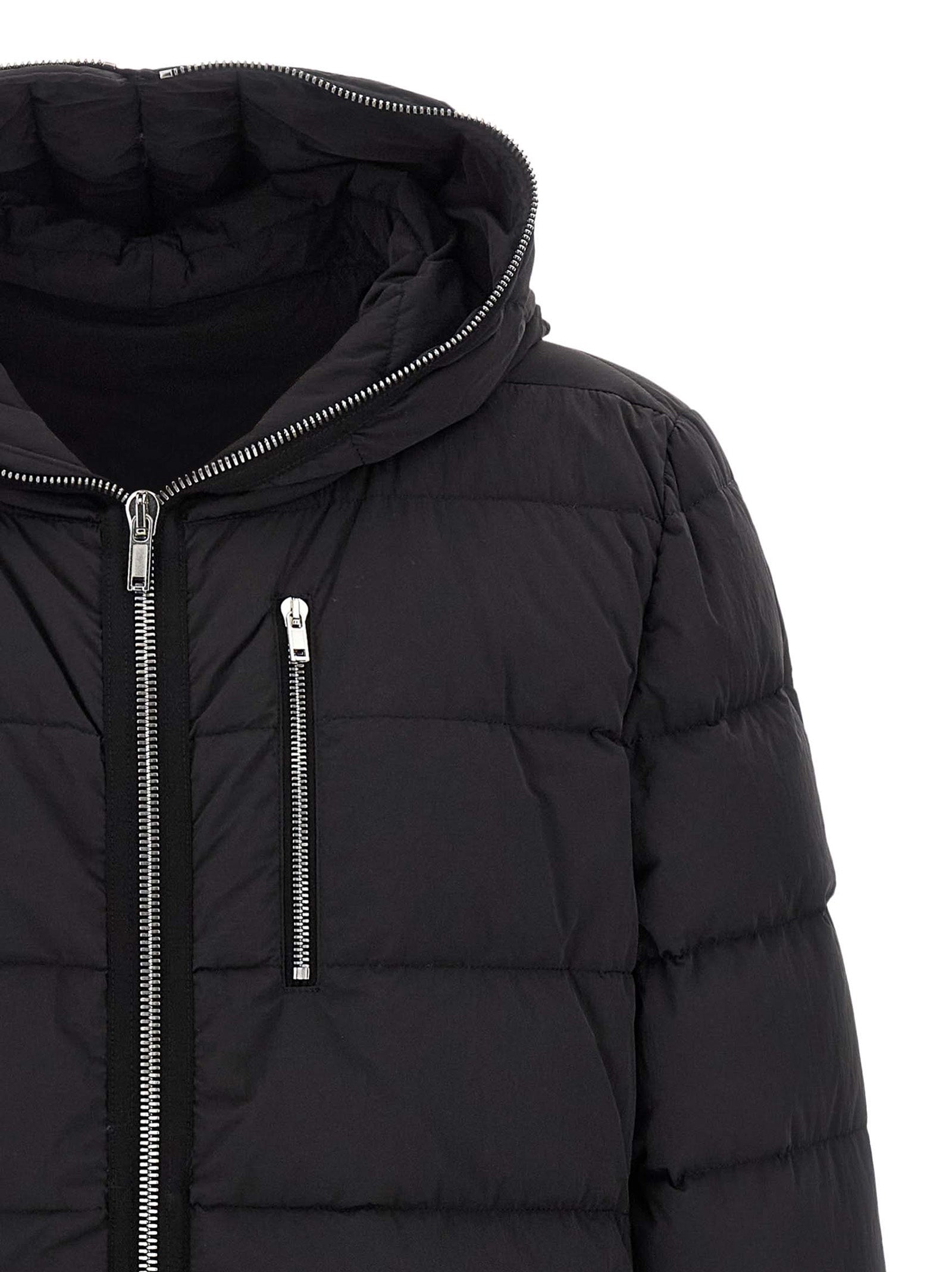 Rick Owens Schwarze Nylon-Jacke in voller Länge