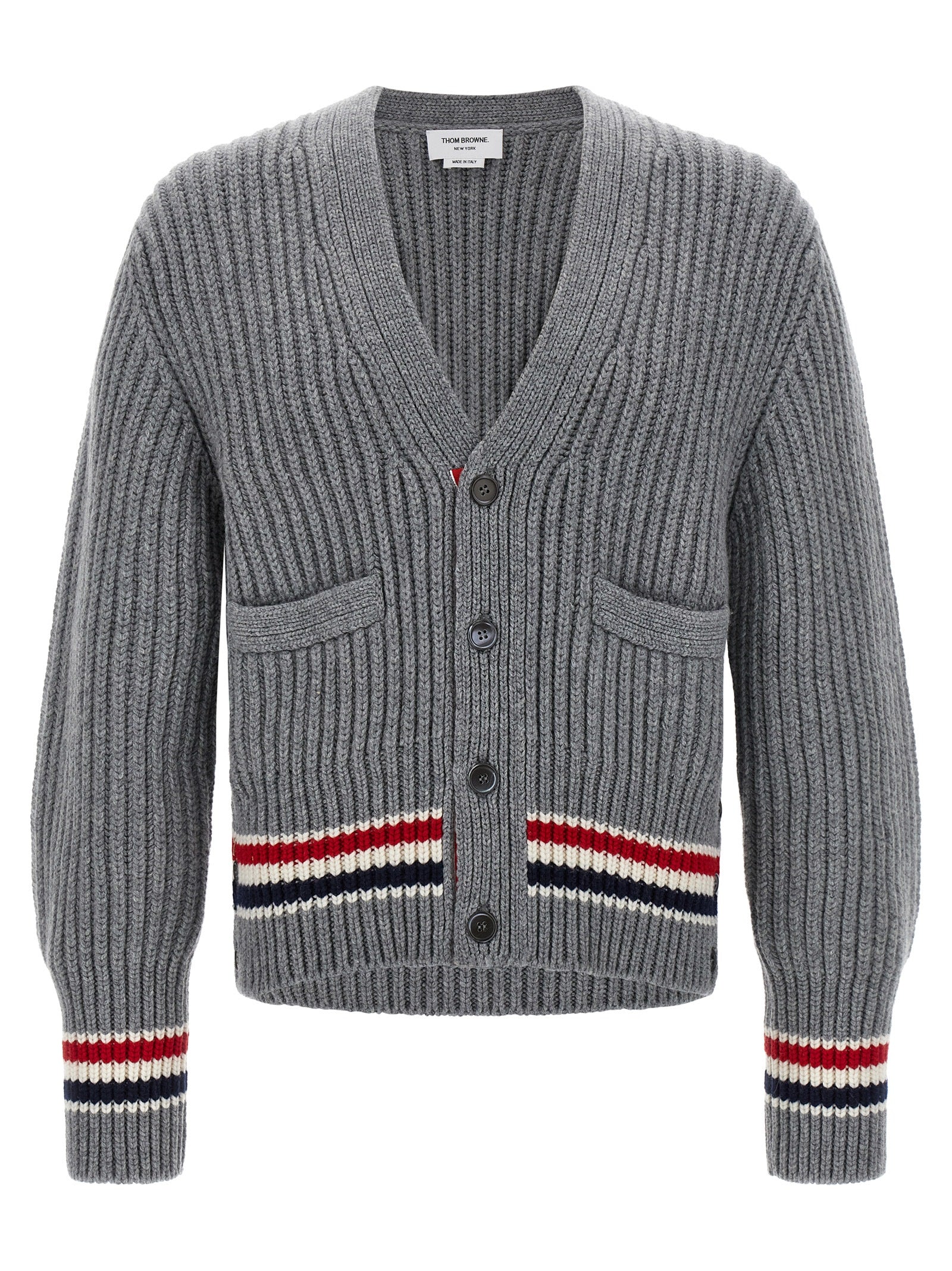 Thom Browne Grauer Kaschmir-Strickjacke