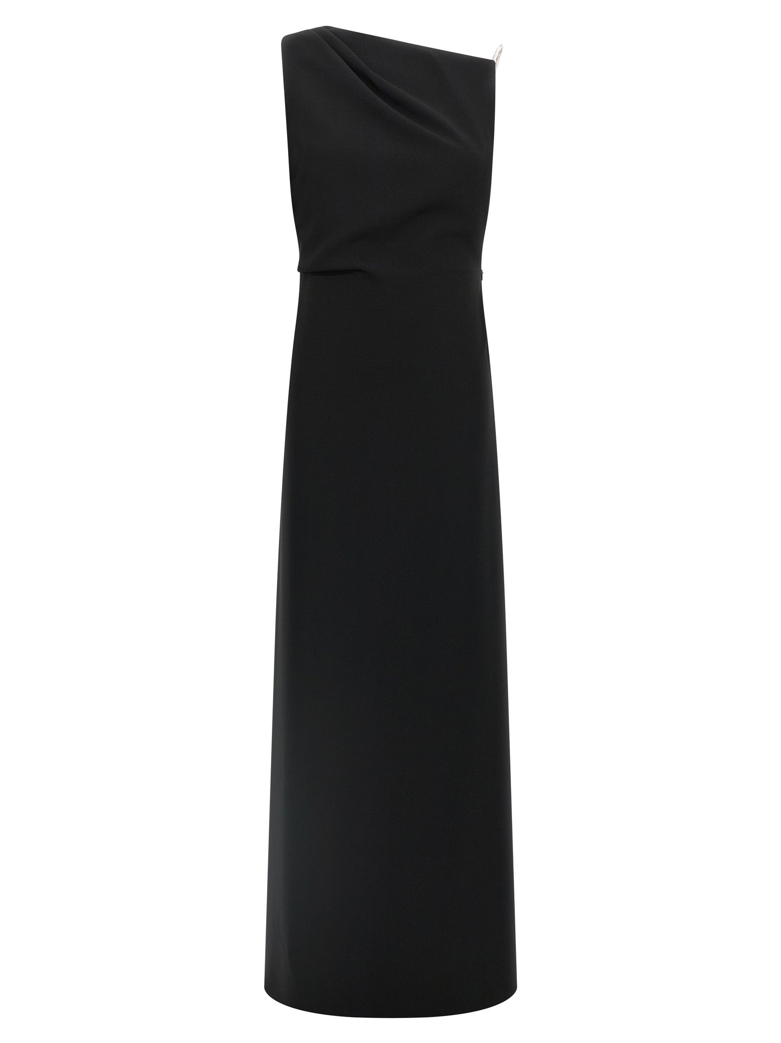Max Mara Langes Schwarzes Kleid aus Triacetat