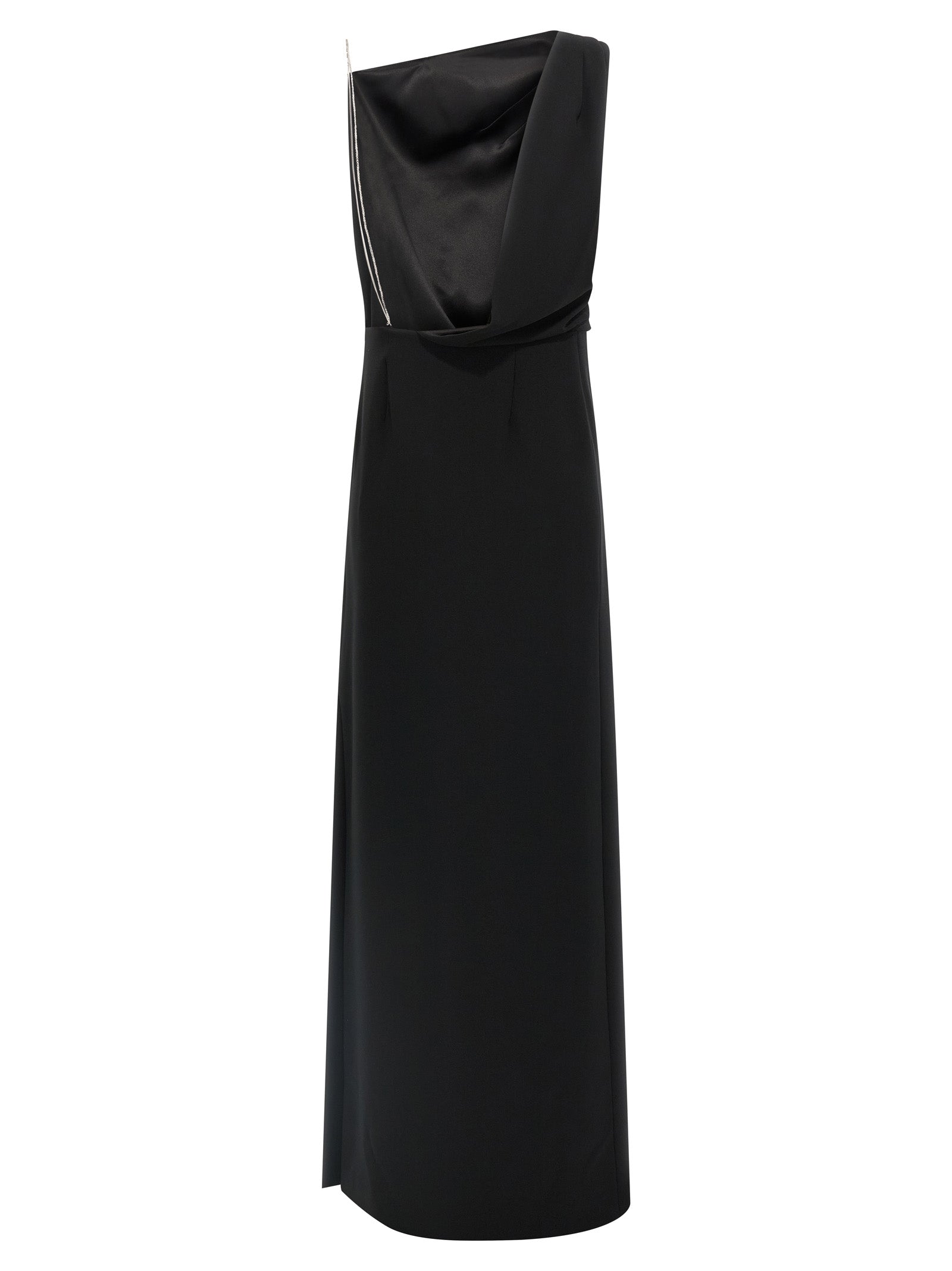Max Mara Langes Schwarzes Kleid aus Triacetat