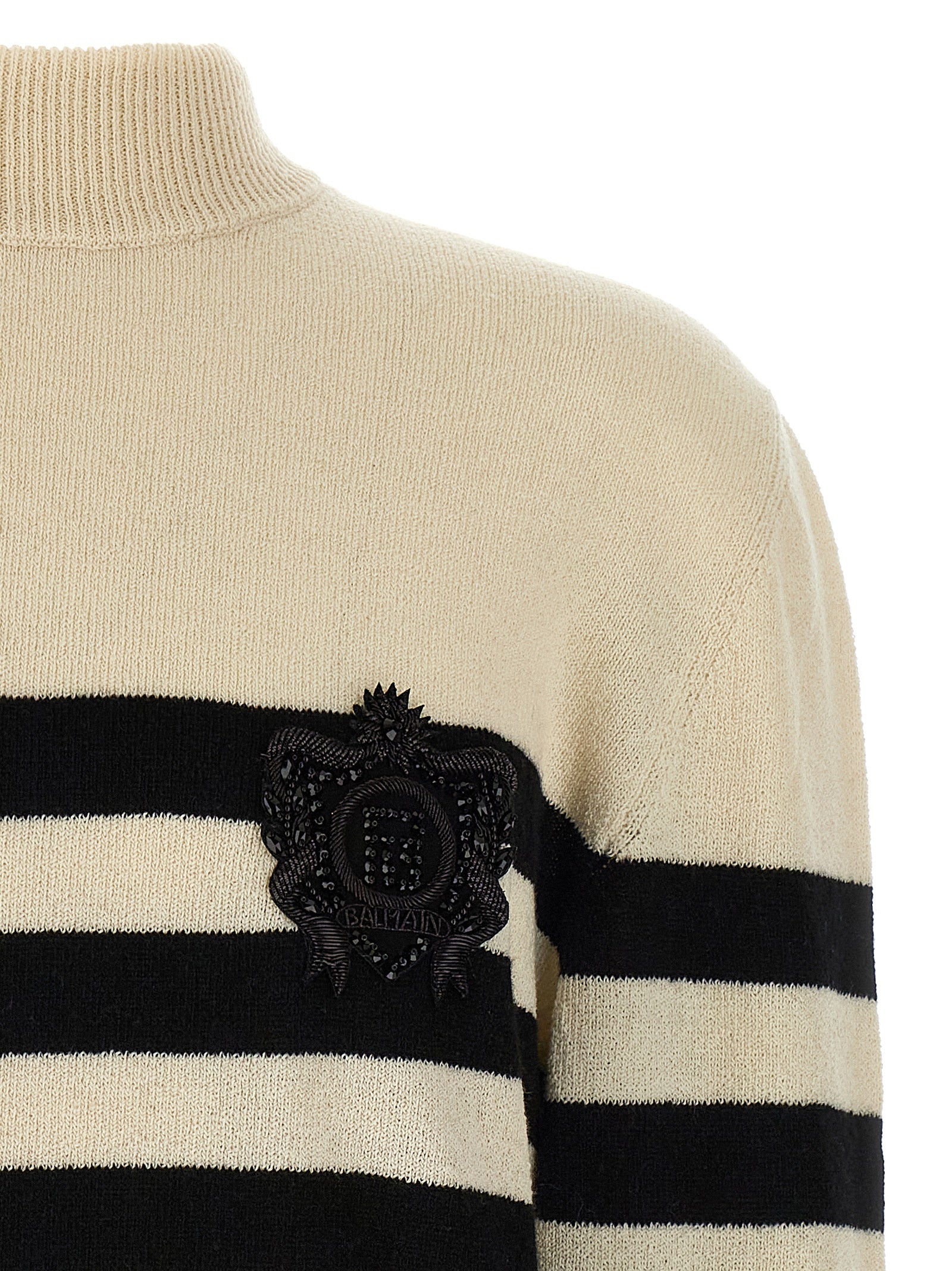Balmain Zweifarbige Wollstrickjacke