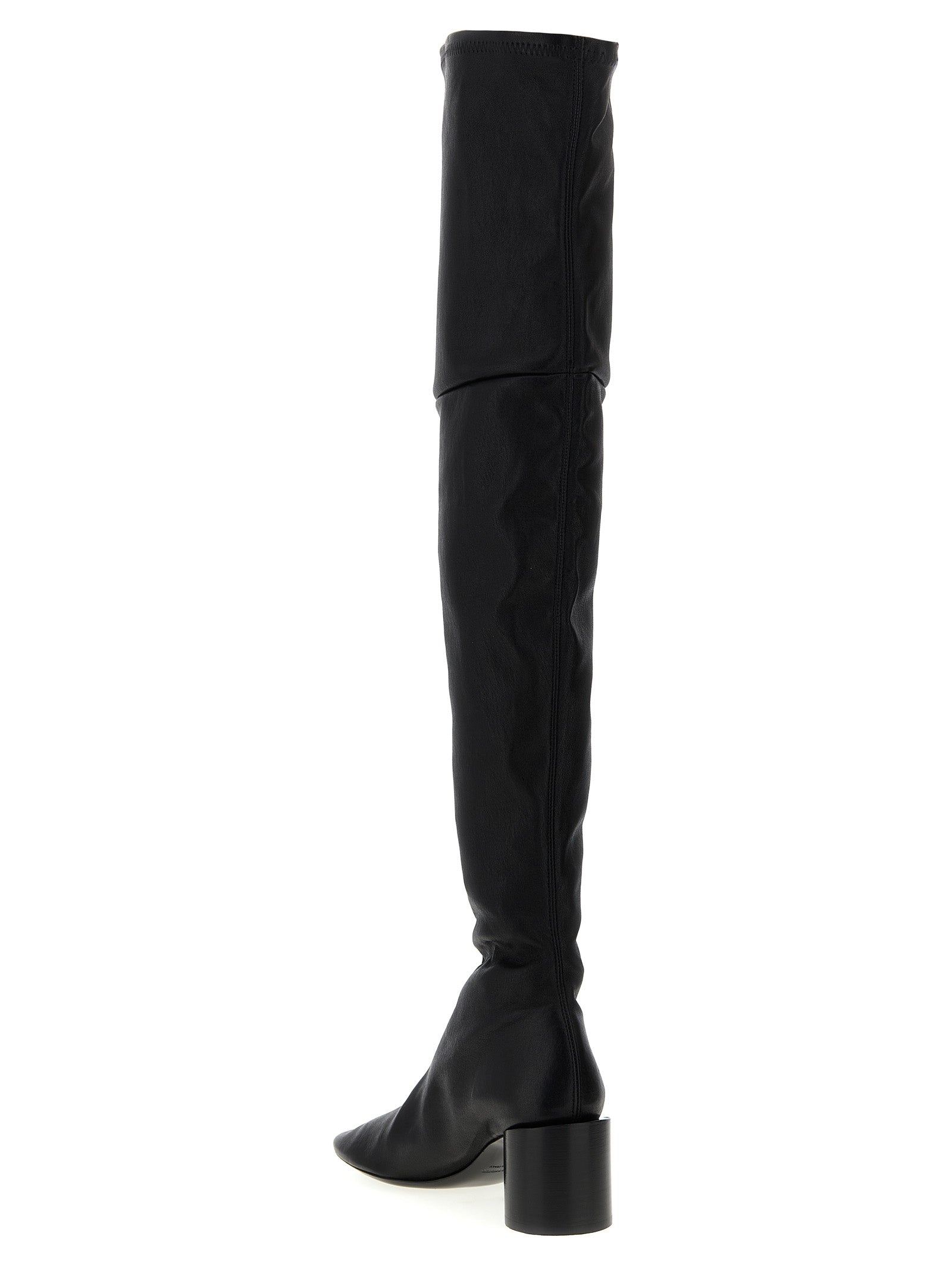 Jil Sander Schwarze Leder Overknee-Stiefel