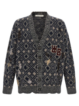 WALES BONNER Mehrfarbige Strickjacke aus Merinowolle