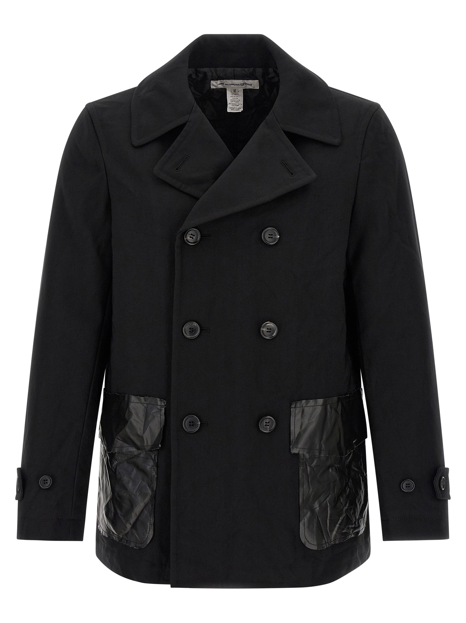 Comme Des Garçons Schwarzer Polyester-Mantel
