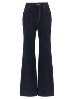 Alexander McQueen Blaue Baumwoll-Jeans mit ausgestelltem Bein