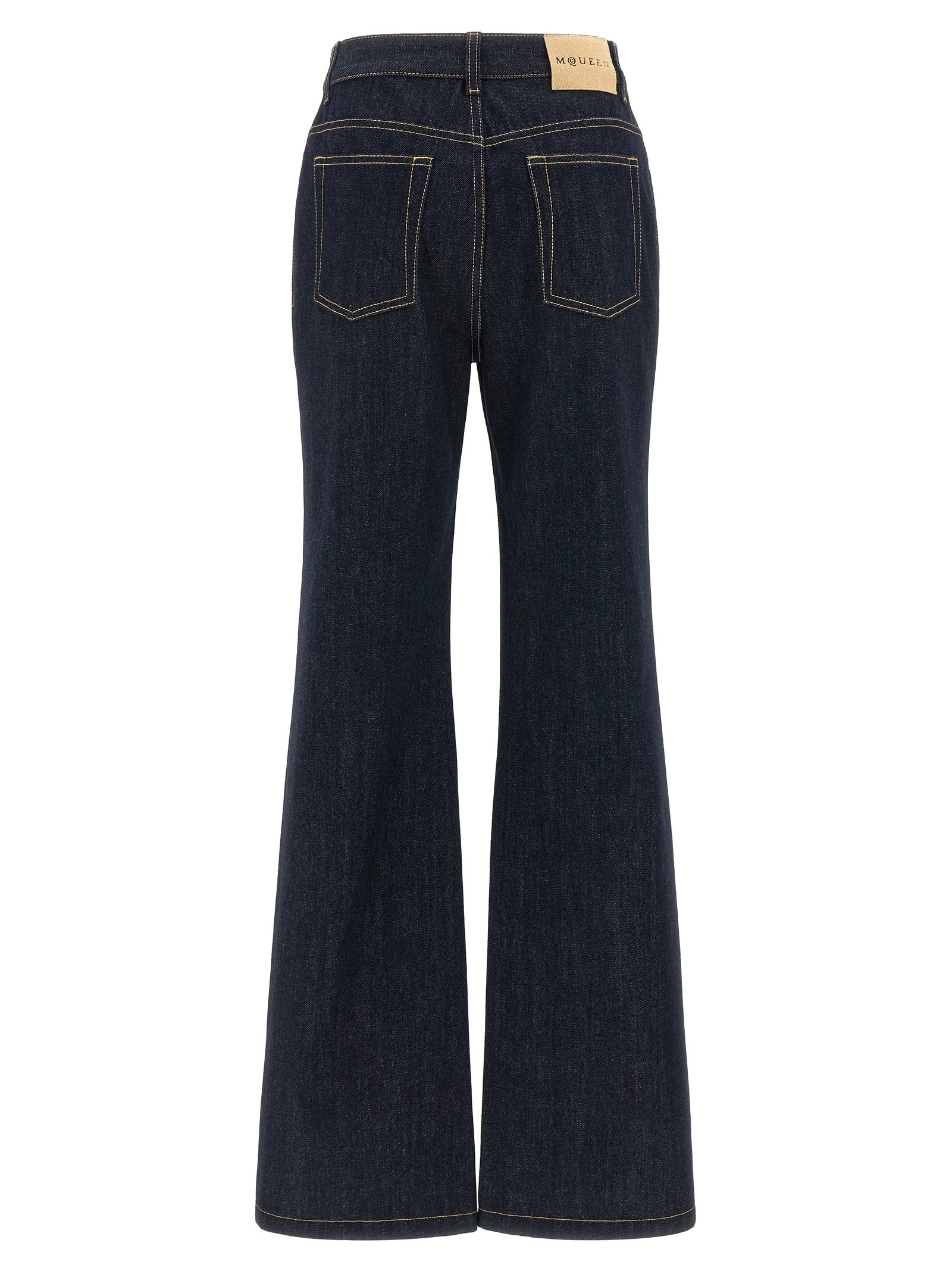 Alexander McQueen Blaue Baumwoll-Jeans mit ausgestelltem Bein